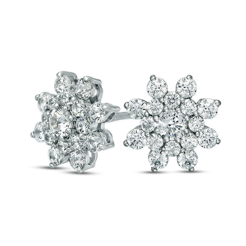 1 CT. T.W. Diamond Starburst Stud Earrings in 10K White Gold