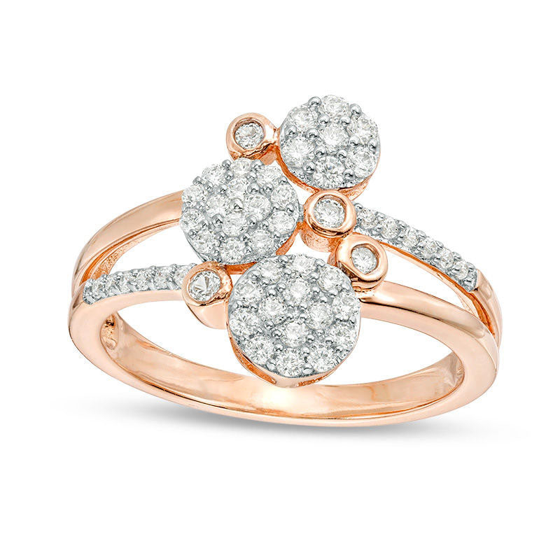 0.50 CT. T.W. Composite Natural Diamond Scatter Bypass Ring in Sterling Silver with Solid 14K Rose Gold Plate