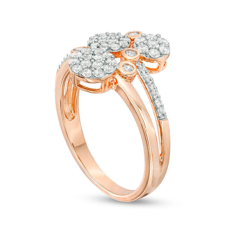 0.50 CT. T.W. Composite Natural Diamond Scatter Bypass Ring in Sterling Silver with Solid 14K Rose Gold Plate