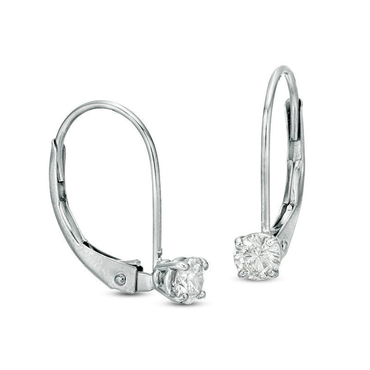 0.33 CT. T.W. Certified Diamond Solitaire Drop Earrings in 14K White Gold (I/I3)