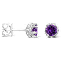 6.0mm Amethyst Solitaire Stud Earrings in Sterling Silver