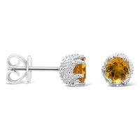 6.0mm Citrine Solitaire Stud Earrings in Sterling Silver