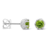 6.0mm Peridot Solitaire Stud Earrings in Sterling Silver