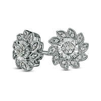 0.13 CT. T.W. Diamond Flower Vintage-Style Stud Earrings in Sterling Silver