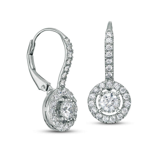 1 CT. T.W. Certified Diamond Frame Drop Earrings in 14K White Gold (I/I1)