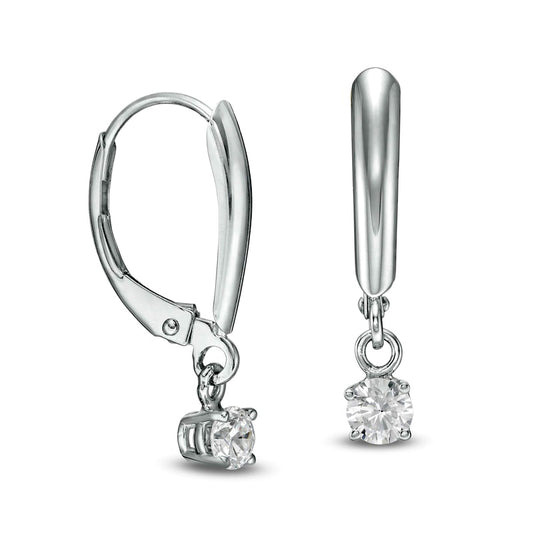 0.25 CT. T.W. Certified Diamond Solitaire Leverback Earrings in 14K White Gold (I/VS2)