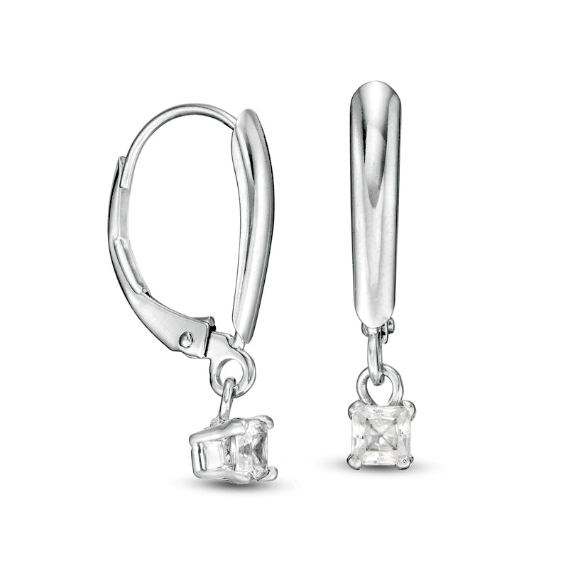 0.25 CT. T.W. Certified Princess-Cut Diamond Solitaire Leverback Earrings in 14K White Gold (I/VS2)