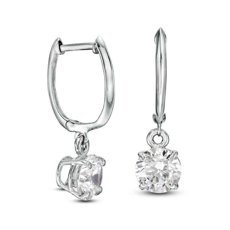 2 CT. T.W. Certified Diamond Solitaire Drop Hoop Earrings in 14K White Gold (I/VS2)