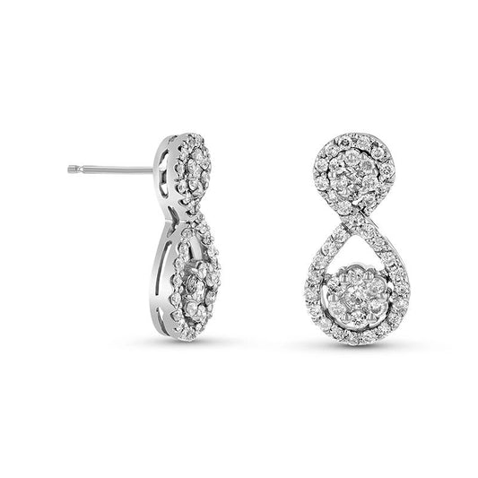 0.88 CT. T.W. Composite Diamond Loop Drop Earrings in 14K White Gold