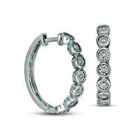 0.13 CT. T.W. Diamond Bubble Hoop Earrings in Sterling Silver