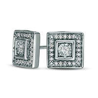 0.17 CT. T.W. Diamond Cushion Frame Stud Earrings in Sterling Silver