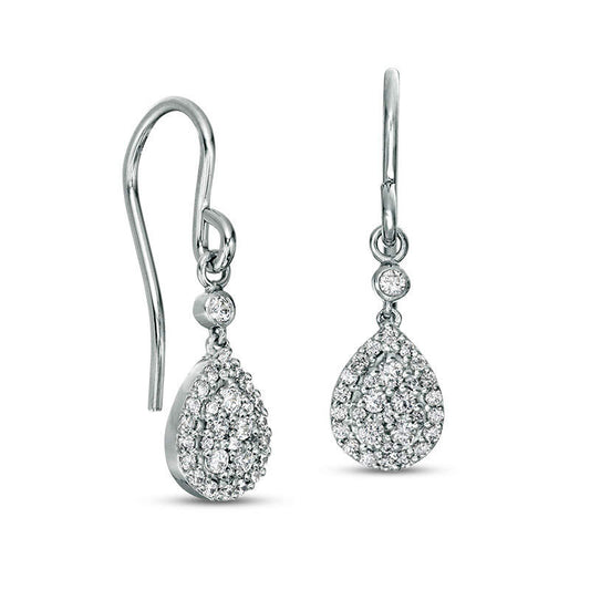 0.5 CT. T.W. Composite Diamond Frame Teardrop Earrings in 10K White Gold