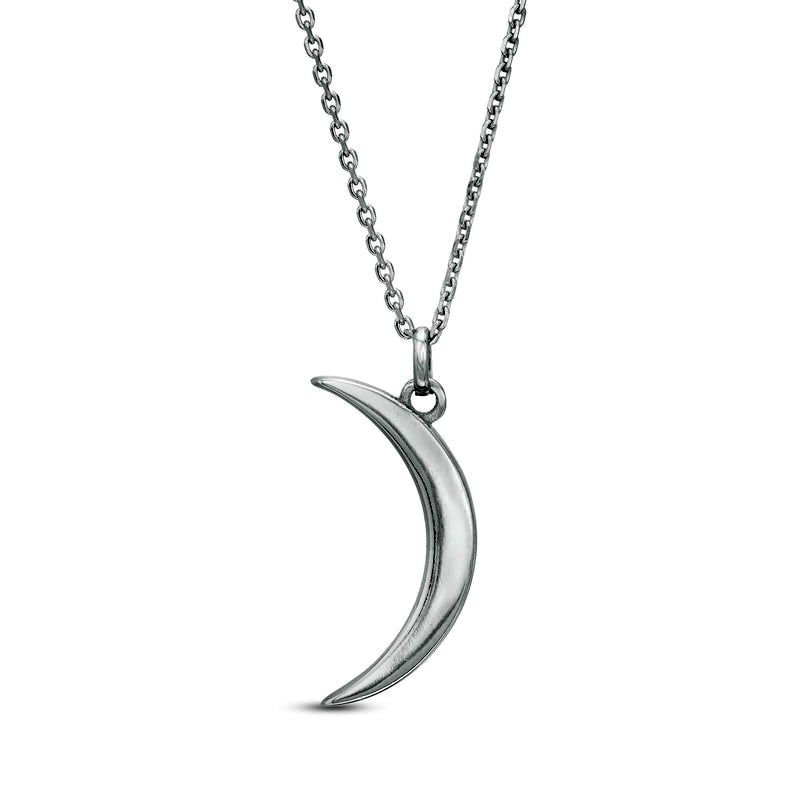 Crescent Moon Drop Pendant in 14K White Gold