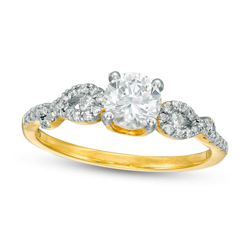 0.88 CT. T.W. Natural Diamond Loop-Sides Engagement Ring in Solid 10K Yellow Gold