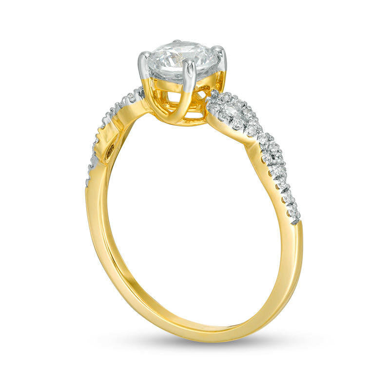 0.88 CT. T.W. Natural Diamond Loop-Sides Engagement Ring in Solid 10K Yellow Gold