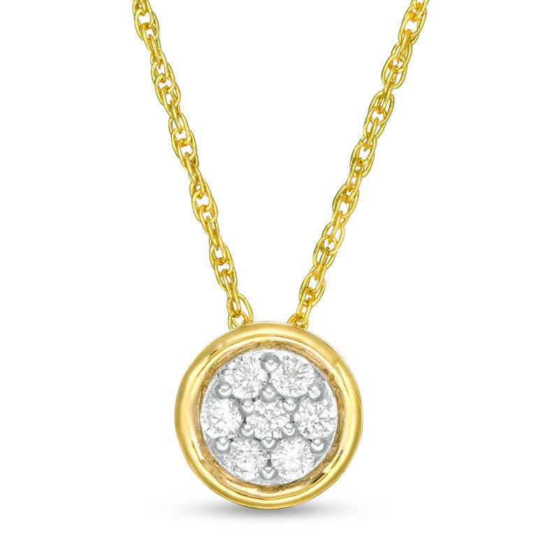 0.13 CT. T.W. Composite Natural Diamond Circle Pendant in 10K Yellow Gold