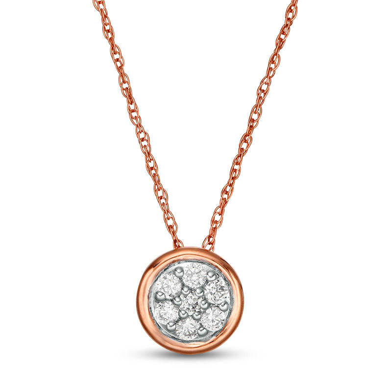 0.13 CT. T.W. Composite Natural Diamond Circle Pendant in 10K Rose Gold