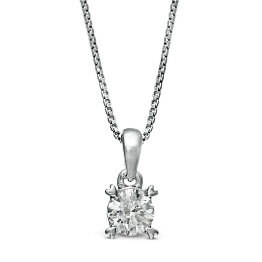 0.38 CT. T.W. Natural Clarity Enhanced Solitaire Heart Prongs Pendant in 10K White Gold