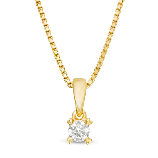 0.1 CT. T.W. Natural Clarity Enhanced Solitaire with Heart Prongs Pendant in 10K Yellow Gold