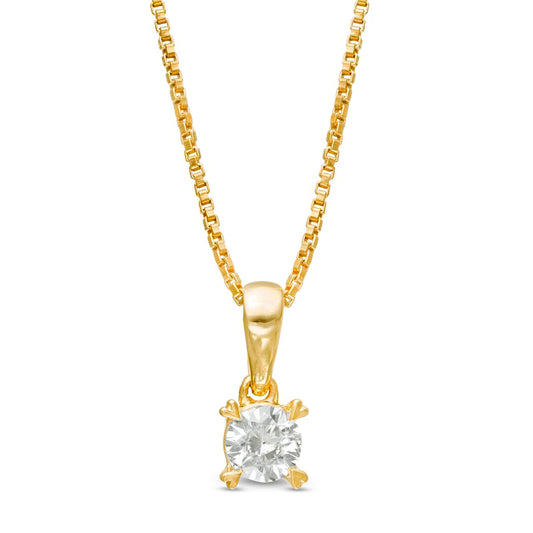 0.2 CT. T.W. Natural Clarity Enhanced Solitaire with Heart Prongs Pendant in 10K Yellow Gold