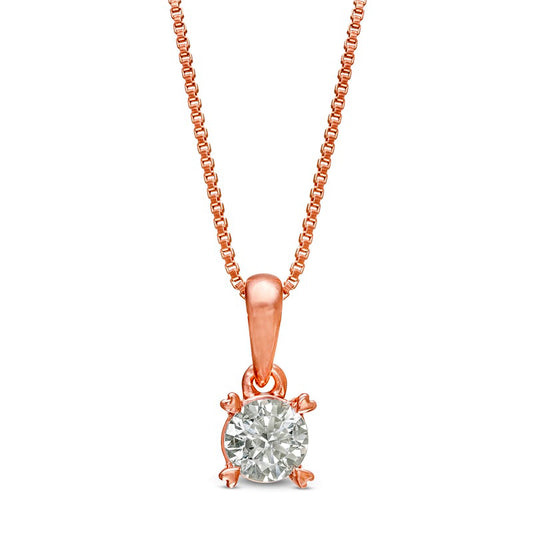 0.38 CT. T.W. Natural Clarity Enhanced Solitaire with Heart Prongs Pendant in 10K Rose Gold