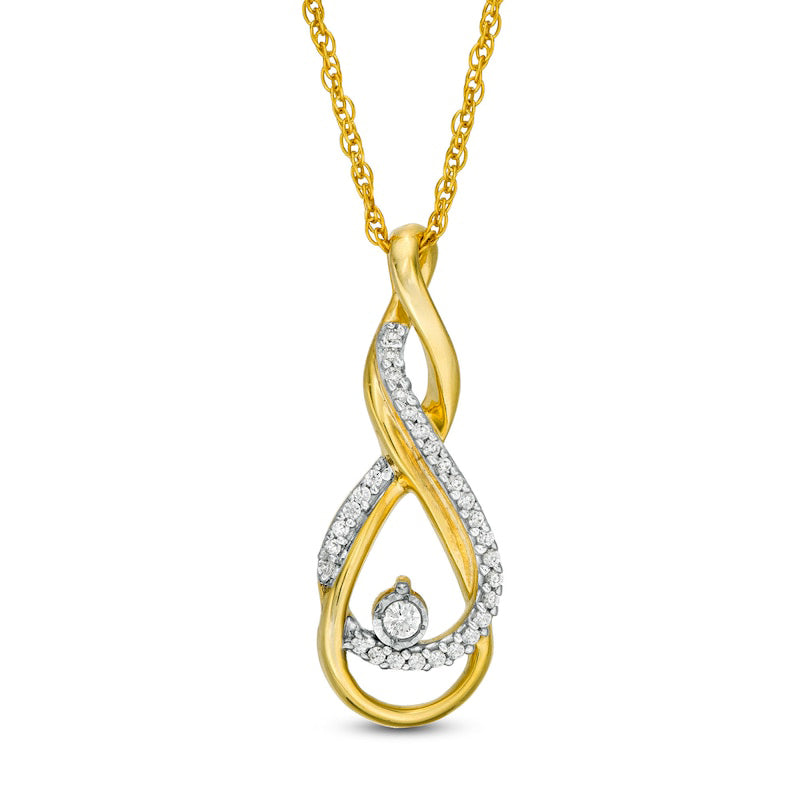 0.1 CT. T.W. Natural Diamond Twist Infinity Pendant in 10K Yellow Gold