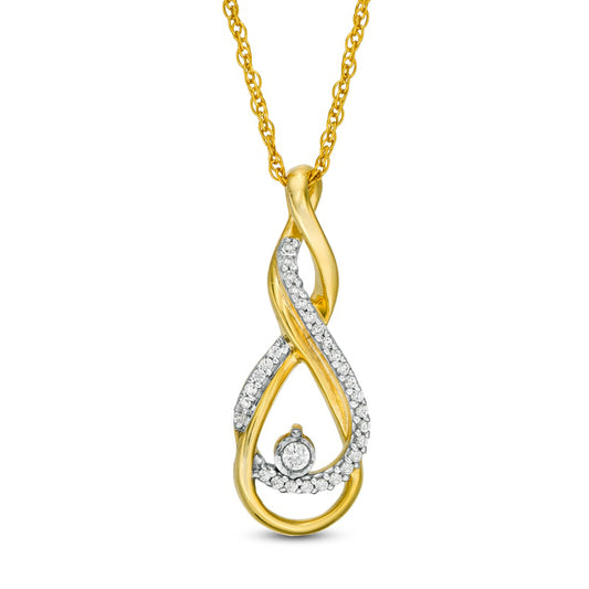 0.1 CT. T.W. Natural Diamond Twist Infinity Pendant in 10K Yellow Gold