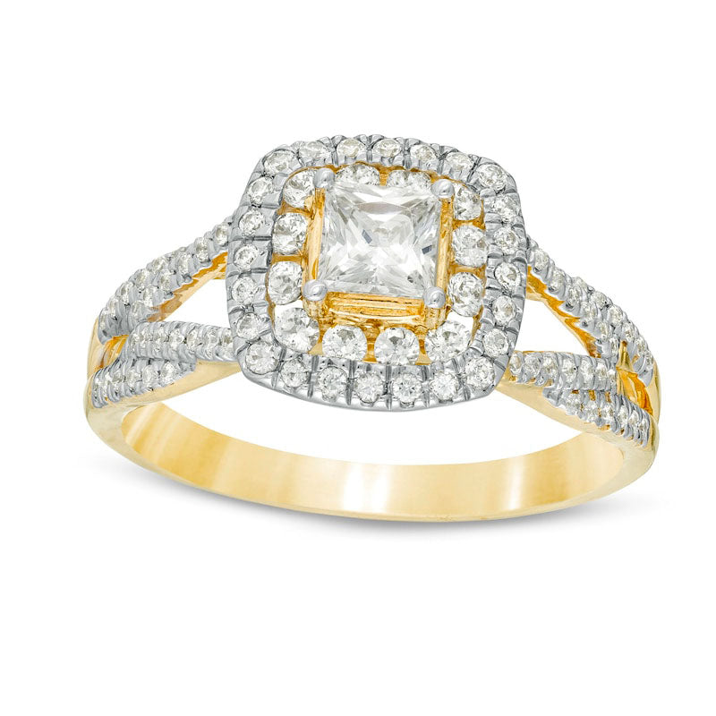 82% OFF! - Sandro 1.0 CT. T.W. Princess-Cut Gold Frame Set Ring Bridal ...