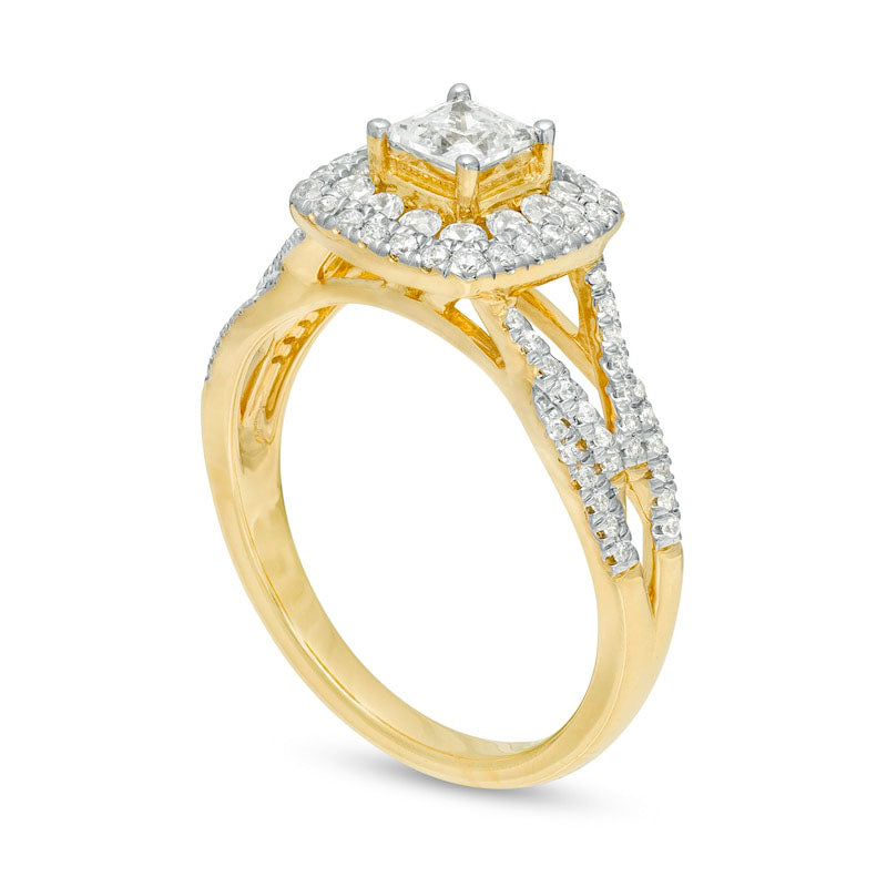 82% OFF! - Sandro 1.0 CT. T.W. Princess-Cut Gold Frame Set Ring Bridal ...