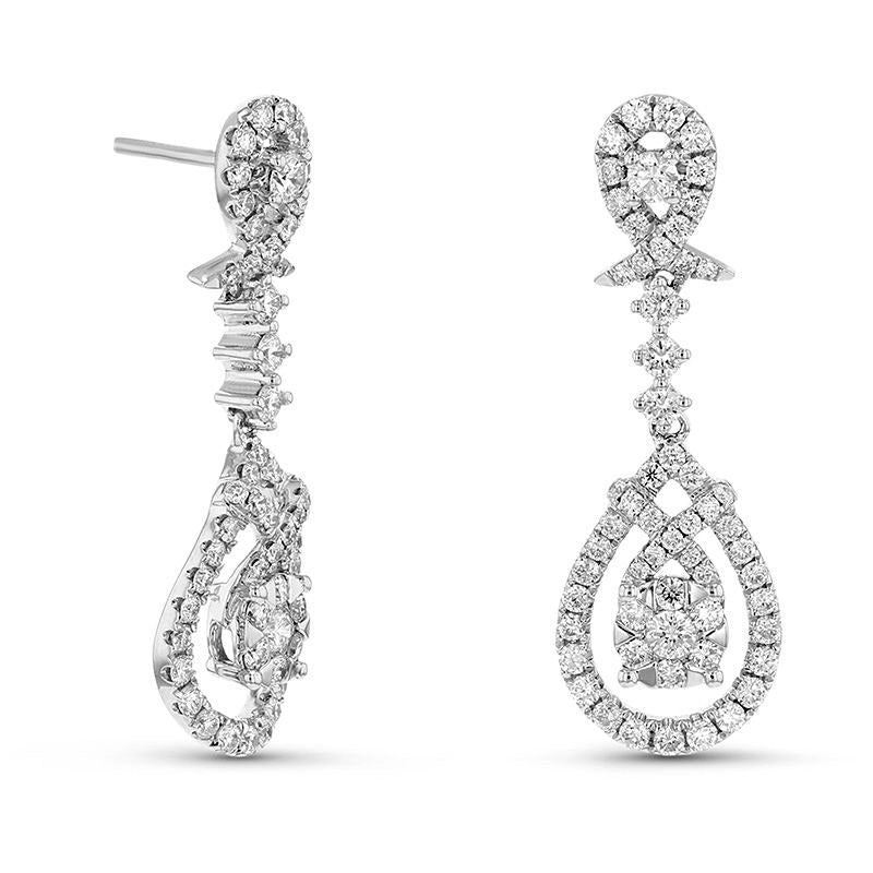 1-1.1 CT. T.W. Composite Diamond Double Teardrop Earrings in 18K White Gold (H/SI2)