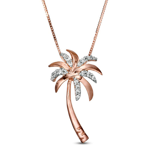 0.1 CT. T.W. Natural Diamond Palm Tree Pendant in 10K Rose Gold