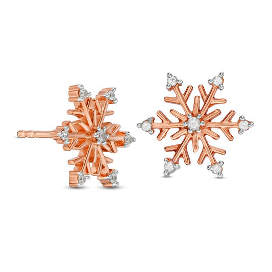 0.13 CT. T.W. Diamond Snowflake Stud Earrings in 10K Rose Gold