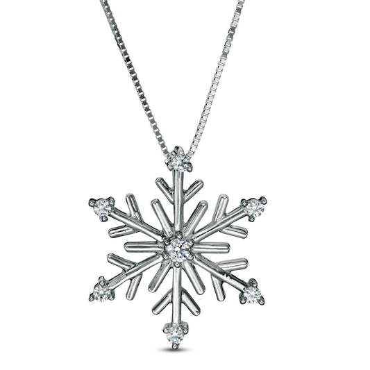 0.1 CT. T.W. Natural Diamond Snowflake Pendant in 10K White Gold