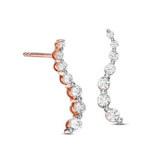 0.5 CT. T.W. Journey Diamond Drop Earrings in 14K Rose Gold