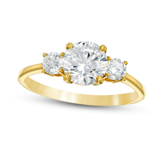 1.25 CT. T.W. Natural Diamond Three Stone Engagement Ring in Solid 14K Gold