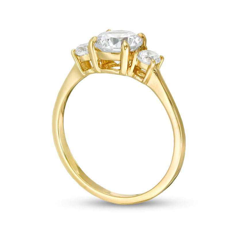 1.25 CT. T.W. Natural Diamond Three Stone Engagement Ring in Solid 14K Gold