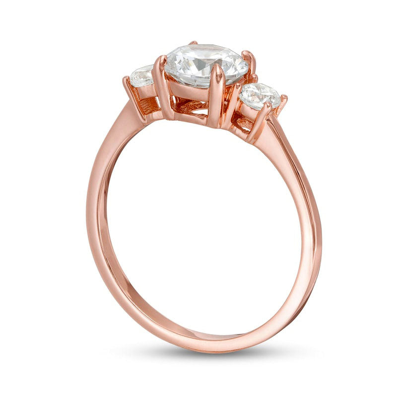 1.25 CT. T.W. Natural Diamond Three Stone Engagement Ring in Solid 14K Rose Gold