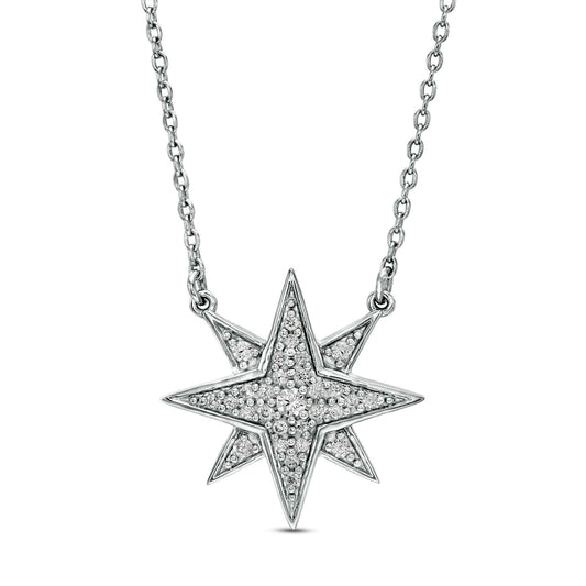 0.13 CT. T.W. Composite Natural Diamond Starburst Necklace in Sterling Silver