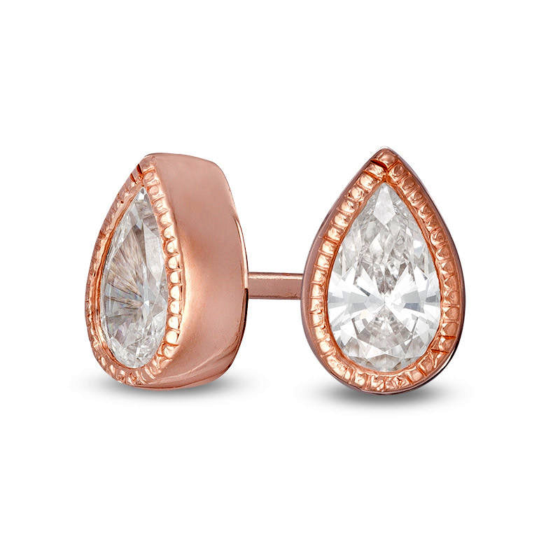 0.38 CT. T.W. Pear-Shaped Diamond Solitaire Vintage-Style Stud Earrings in 10K Rose Gold