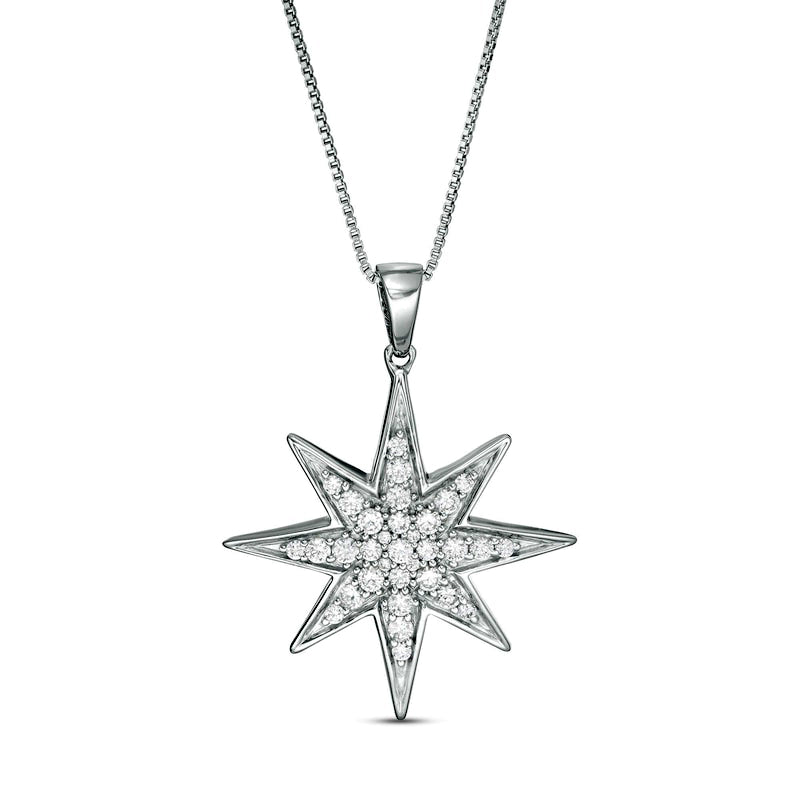 0.5 CT. T.W. Natural Diamond North Star Pendant in Sterling Silver