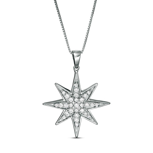 0.5 CT. T.W. Natural Diamond North Star Pendant in Sterling Silver