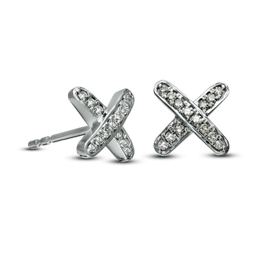 0.1 CT. T.W. Diamond "X" Stud Earrings in 10K White Gold