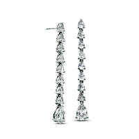 Pear-Shaped Lab-Created White Sapphire Line Drop Earrings in Sterling Silver