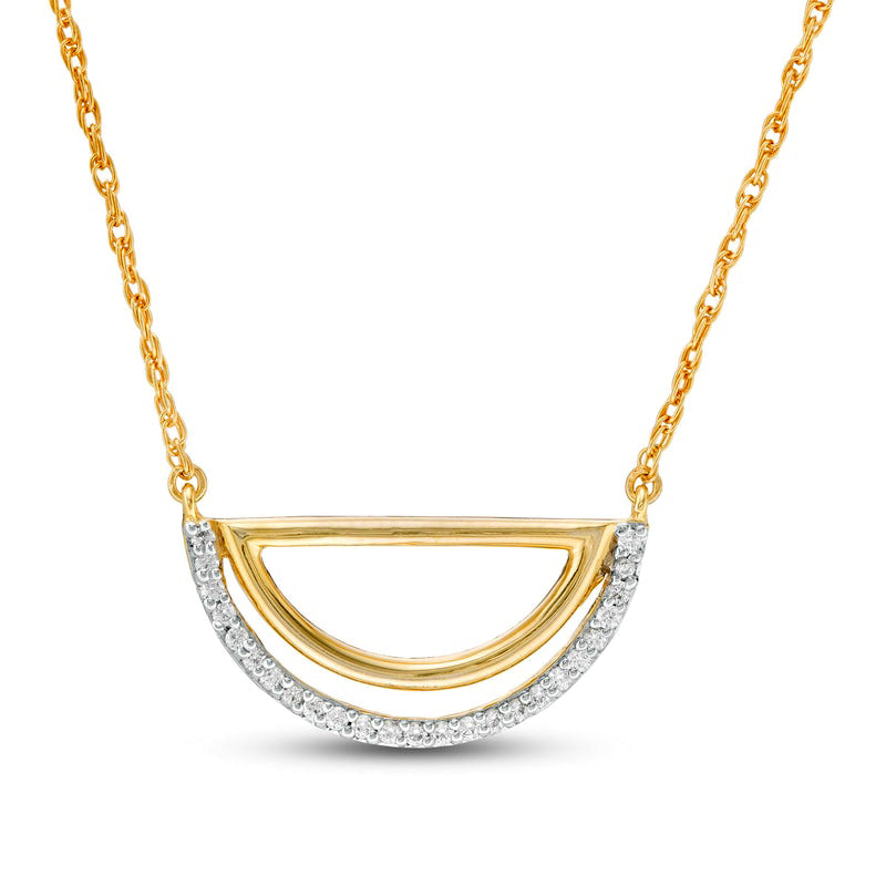 0.1 CT. T.W. Natural Diamond Open Half Circle Necklace in 10K Yellow Gold