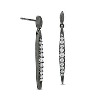 0.33 CT. T.W. Diamond Elongated Marquise Bar Drop Earrings in Sterling Silver with Black Rhodium