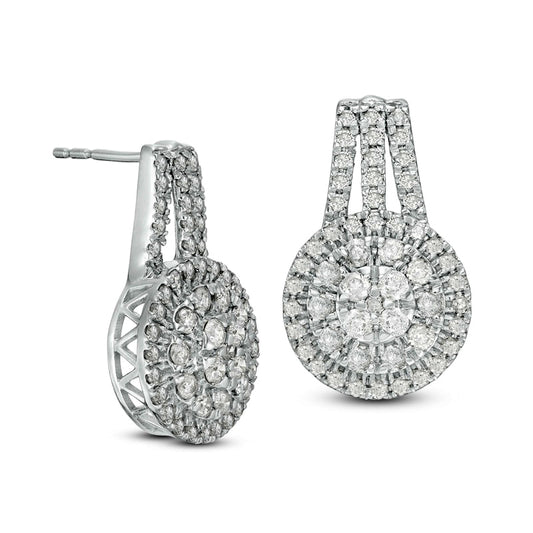 1.5 CT. T.W. Composite Diamond Double Frame Drop Earrings in 10K White Gold