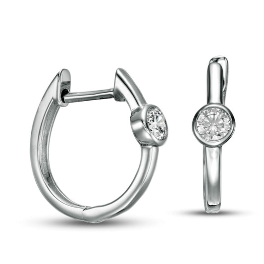 0.25 CT. T.W. Diamond Solitaire Hoop Earrings in 10K White Gold