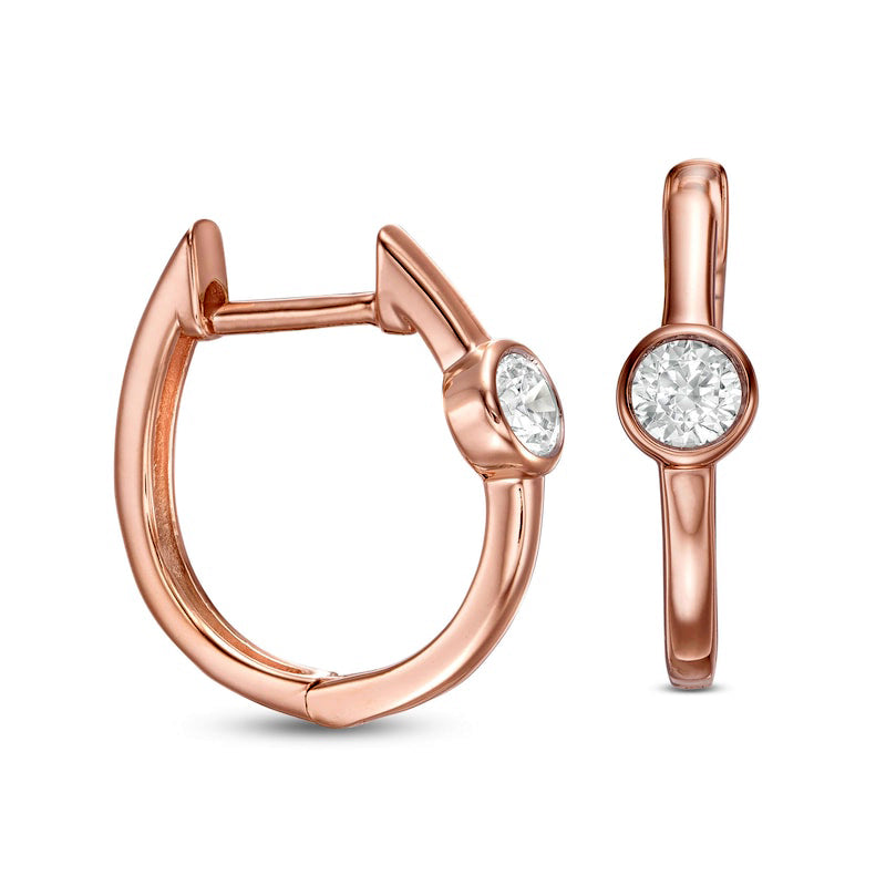 0.25 CT. T.W. Diamond Solitaire Hoop Earrings in 10K Rose Gold