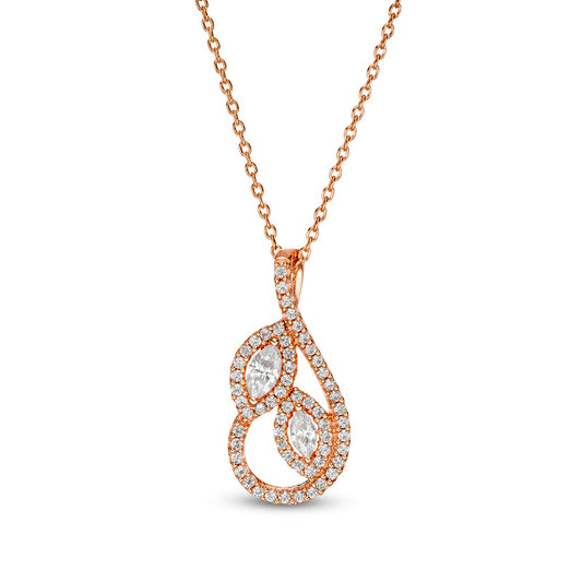 0.25 CT. T.W. Marquise Natural Diamond Leaves Teardrop Pendant in 10K Rose Gold