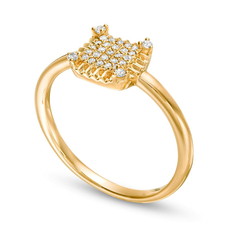 0.13 CT. T.W. Composite Natural Diamond Pleated Square Frame Ring in Solid 10K Yellow Gold